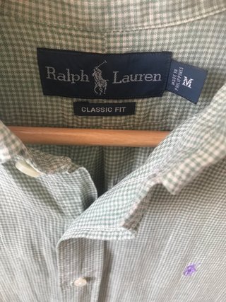 Ralph Lauren Camisa Lino M Cuadros Verde Verano