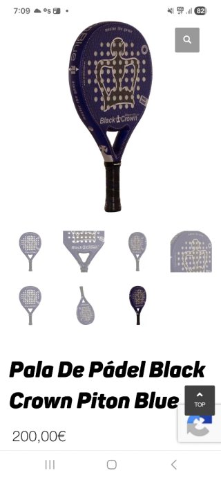 Pala Padel Black Crown Piton Blue