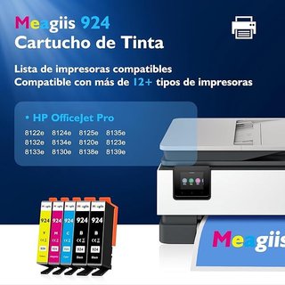 Meagiis 5xSin Chip 924 Tinta HP OfficeJetPro 8122e