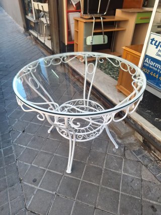 Mesa redonda forja con cristal