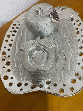 Jarrón cristal decorado, juego 3 jarrones , bandej