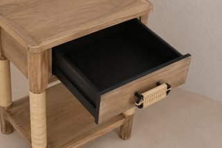 Mesitas de noche madera y yute