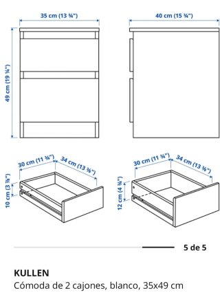 Cómoda Kullen 2 cajones blanca Ikea NUEVA