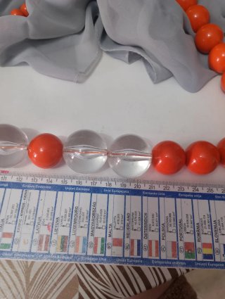 Collana sfere corallo e trasparenti
