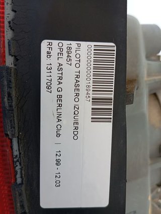 OPEL ASTRA G BERLINA Club PILOTO TRASERO IZQUIERDO
