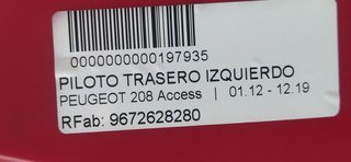PEUGEOT 208 Access PILOTO TRASERO IZQUIERDO