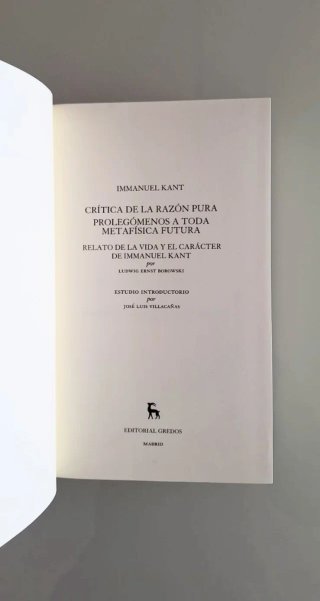 Critica de la razón pura, Prolegomenos, Kant
