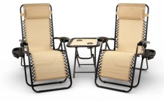 Juego 2 butacas y mesa auxiliar beige