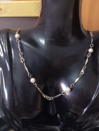 Collana vintage perle argento