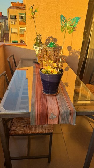 Mesa y 4 sillas de jardín