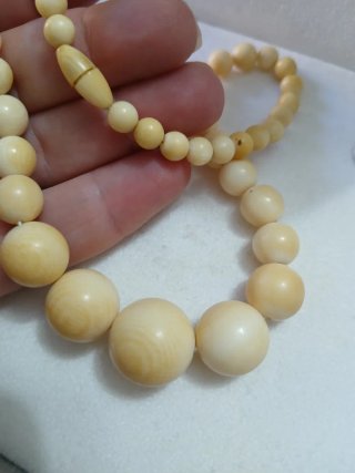 Collana antica rara perle beige