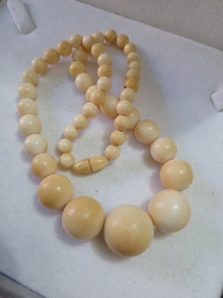 Collana antica rara perle beige