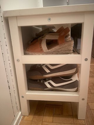 Banco zapatero blanco de madera y metal