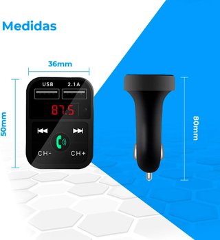 NK Transmisor FM Bluetooth V5.0 para Coche Y Camión 12/24V