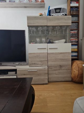 Mueble TV y Vitrina Madera Clara