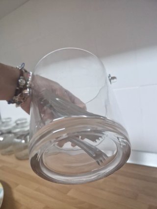 Cubitera de cristal con pinzas