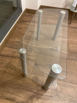 Mesa de cristal AVIOX patas metálicas