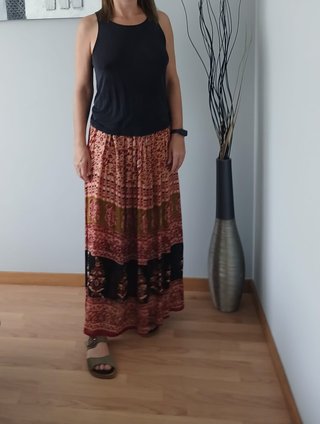 Falda larga estampada mujer