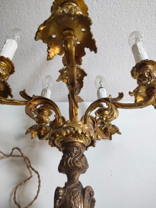 Pareja Lámparas Candelabro Bronce