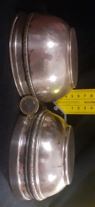 2 Cuencos antiguos de bronce chapado en plata.