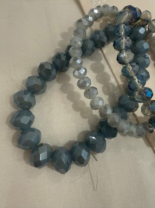 Conjunto 3 Pulseras Azules y Plateadas