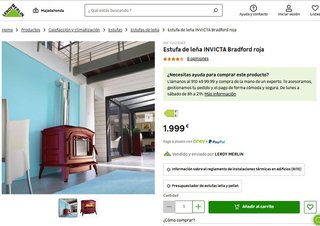 ESTUFA DE LEÑA INVICTA BRADFORD ROJA