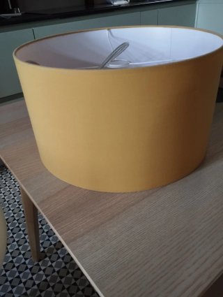 Pantalla lámpara mostaza tela