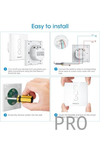 Maxcio Interruttore per Persiane WiFi, Controllo Intelligente Compatibile con Alexa, Google Assistant, Timer per Persiane, Tende, Tende da Sole