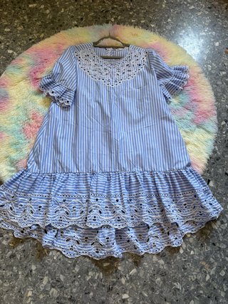 Vestido Sfera Rayas y Encaje