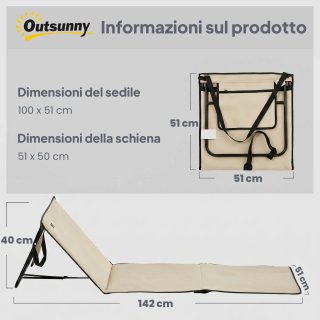 Set 2 Sdraio da Spiaggia Pieghevoli e Regolabili