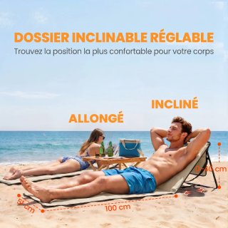 Set 2 Sdraio da Spiaggia Pieghevoli e Regolabili