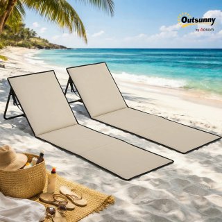 Set 2 Sdraio da Spiaggia Pieghevoli e Regolabili