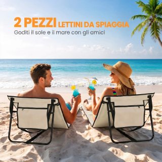 Set 2 Sdraio da Spiaggia Pieghevoli e Regolabili