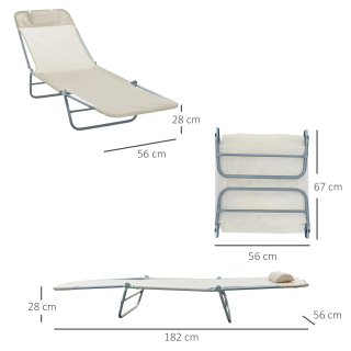 Lettino Prendisole Pieghevole 182x56x24.5 cm