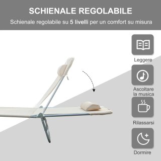 Lettino Prendisole Pieghevole 182x56x24.5 cm