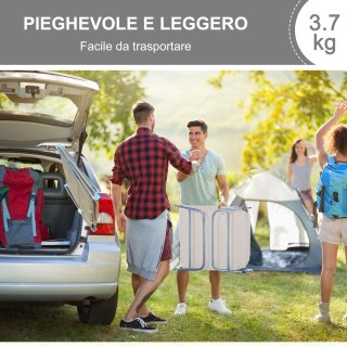 Lettino Prendisole Pieghevole 182x56x24.5 cm