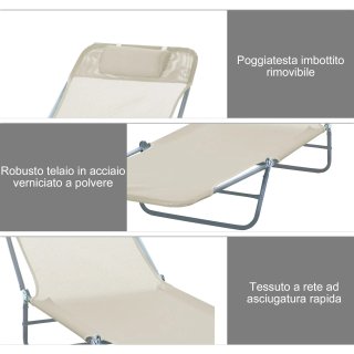Lettino Prendisole Pieghevole 182x56x24.5 cm