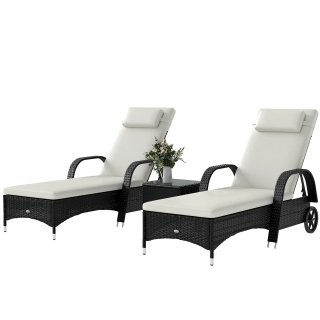 Set da Giardino con 2 Sedie a Sdraio Reclinabili