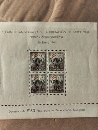 Sellos Antiguos Barcelona 10 euros la hoja de 4 se