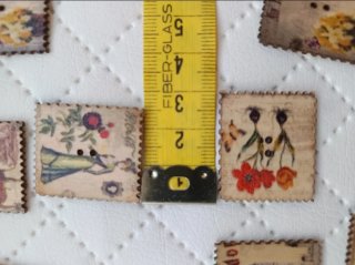 20 Botones Madera Estilo Vintage Sellos