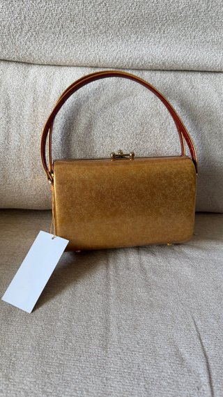 Bolso rígido iridiscente dorado floral