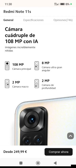 Xiaomi Redmi Note 11S 128GB Negro/Azul Marino
