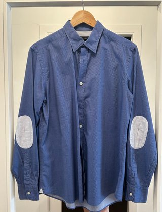 Camisa Massimo Dutti Azul con Parches