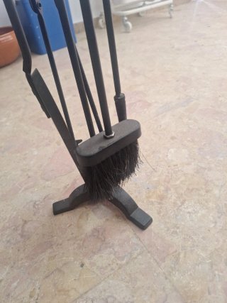 Juego Utensilios Chimenea Metal Negro