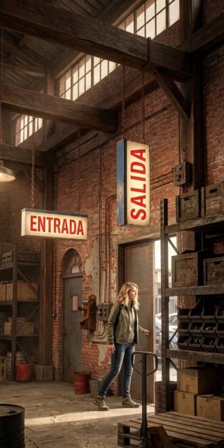 Carteles luminosos antiguos de SALIDA y ENTRADA