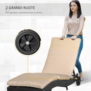 Sdraio da Giardino Regolabile 207x70x70cm Nero