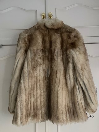 Chaqueta vintage in pelle di foca beige/marrone