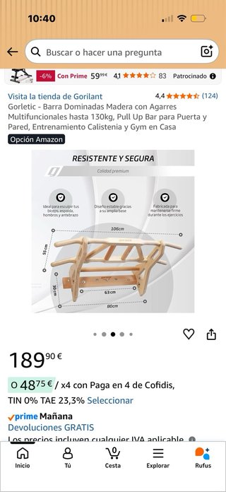 Set Calistenia: Barra dominadas, aros y Paralelas.