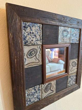 Espejo decorativo madera y mosaico (artesanal)