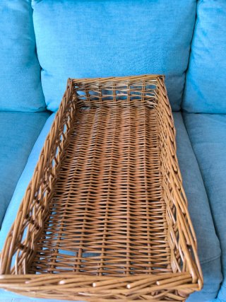 Cesta Mimbre con Forro Tela Beige